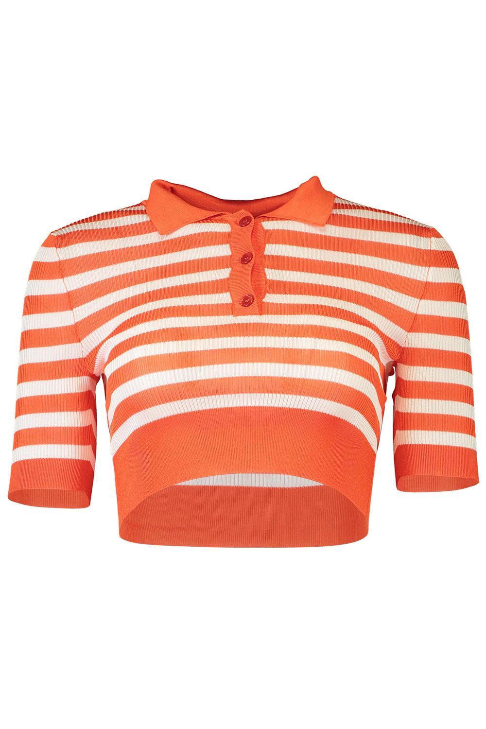 Cropped Stripe Polo