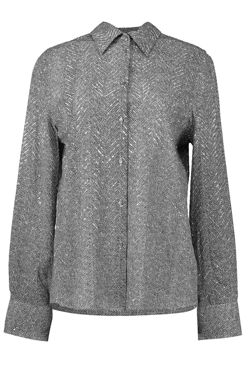 Long Sleeve Button Blouse-GREYPRNT-40-CLOTHINGTOPBLOUSE-ERMANNO SCERVINO