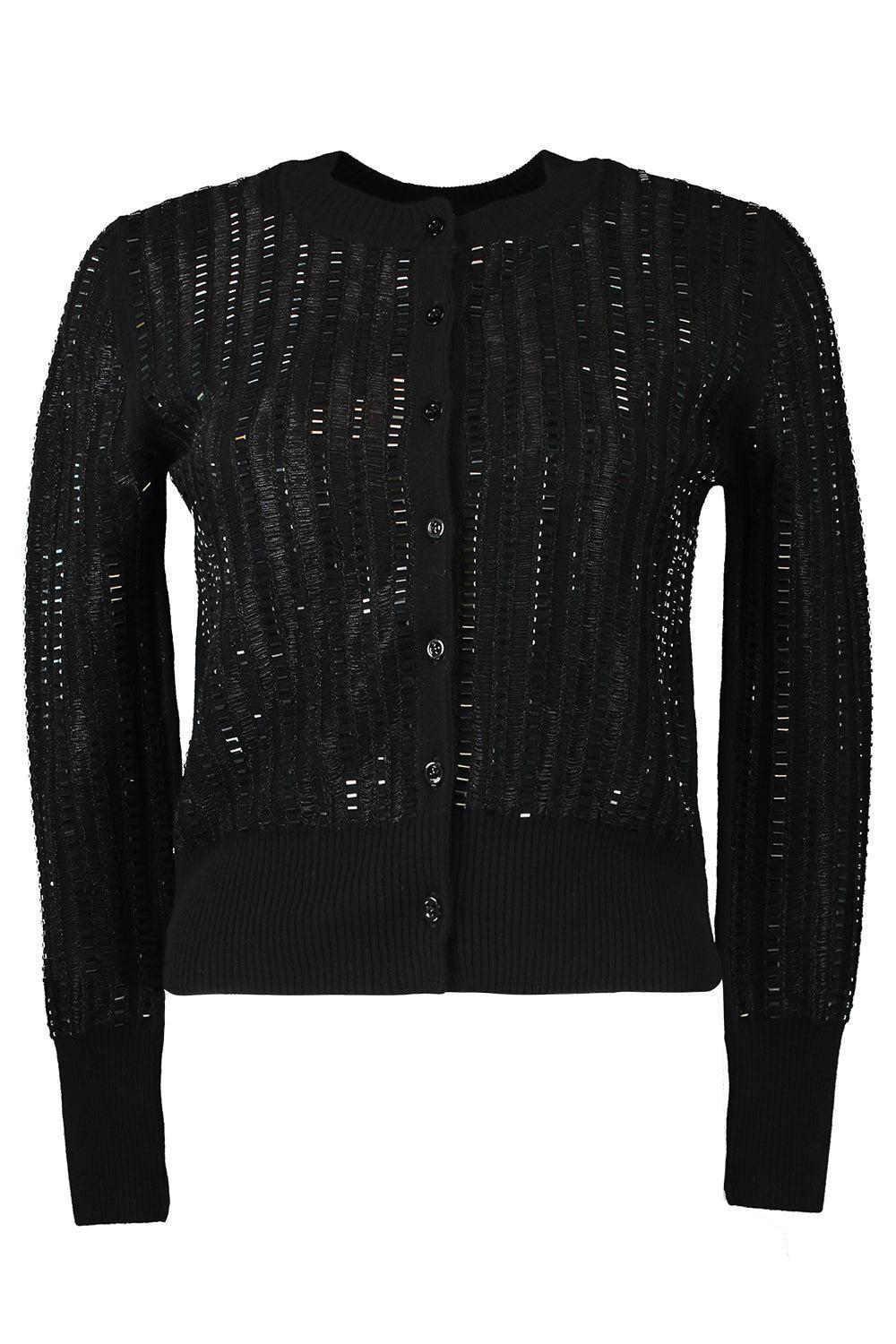 Three Quarter Sleeve Cardigan-BLACK-XS-CLOTHINGTOPCARDIGAN-ERMANNO SCERVINO