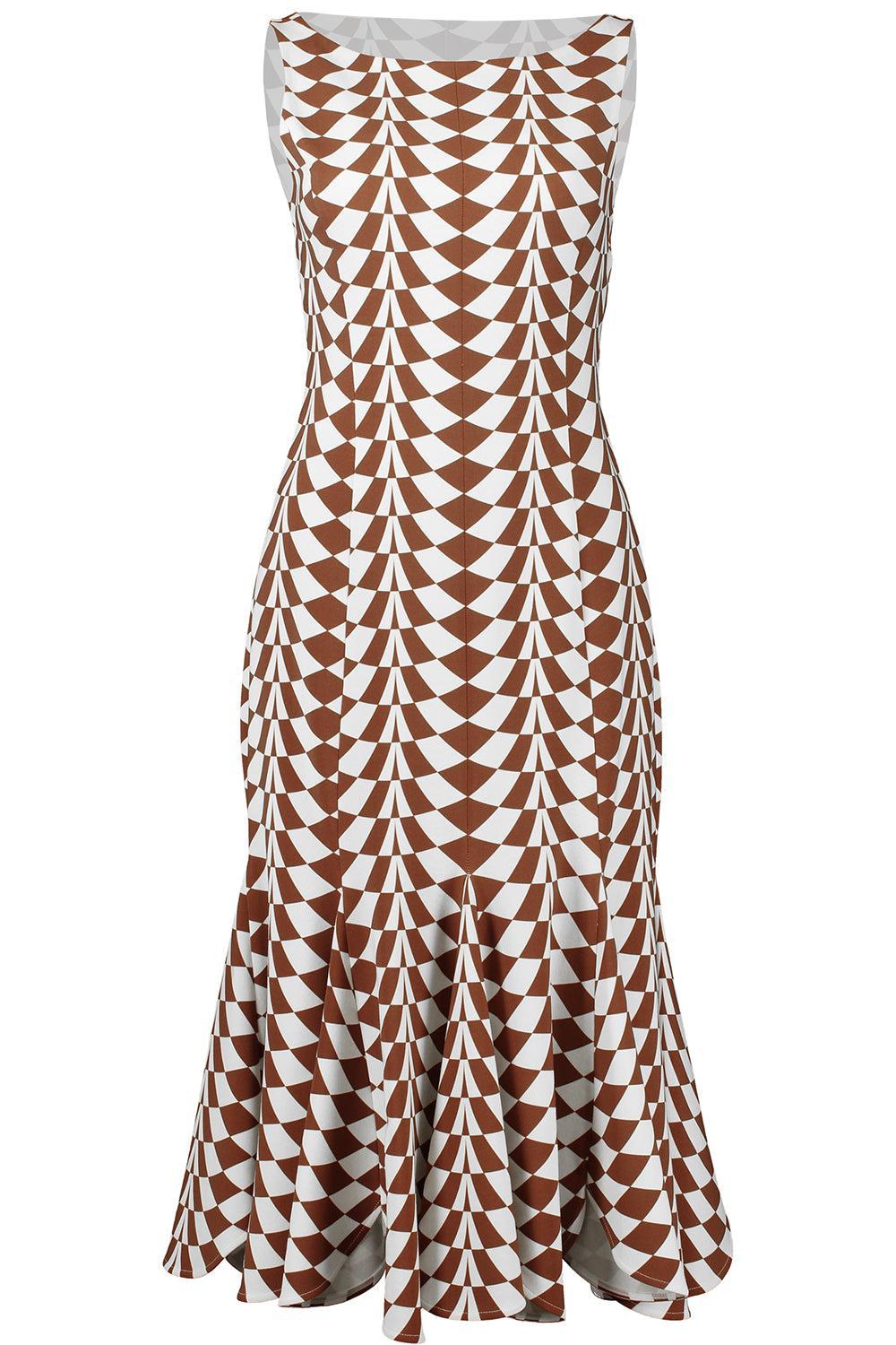 Sleeveless Scallop Hem Dress-CGNCIVOR-4-CLOTHINGDRESSCASUAL-OSCAR DE LA RENTA