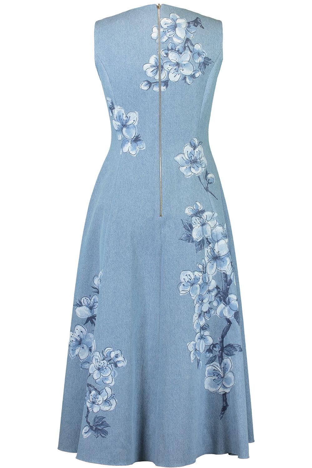 Sleeveless Cherry Blossom Printed Dress-LTWASHDN-6-CLOTHINGDRESSCASUAL-OSCAR DE LA RENTA