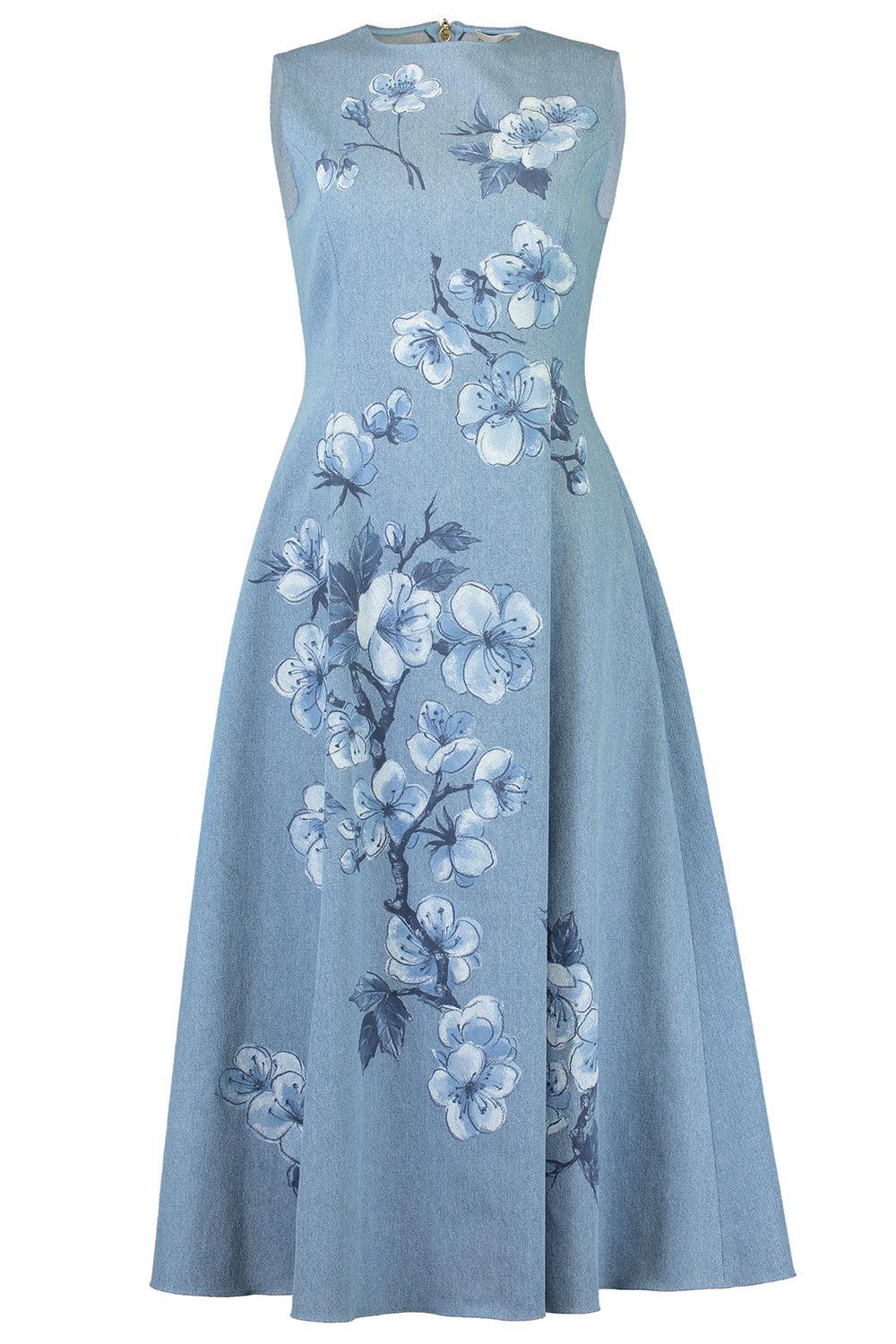 Sleeveless Cherry Blossom Printed Dress-LTWASHDN-6-CLOTHINGDRESSCASUAL-OSCAR DE LA RENTA