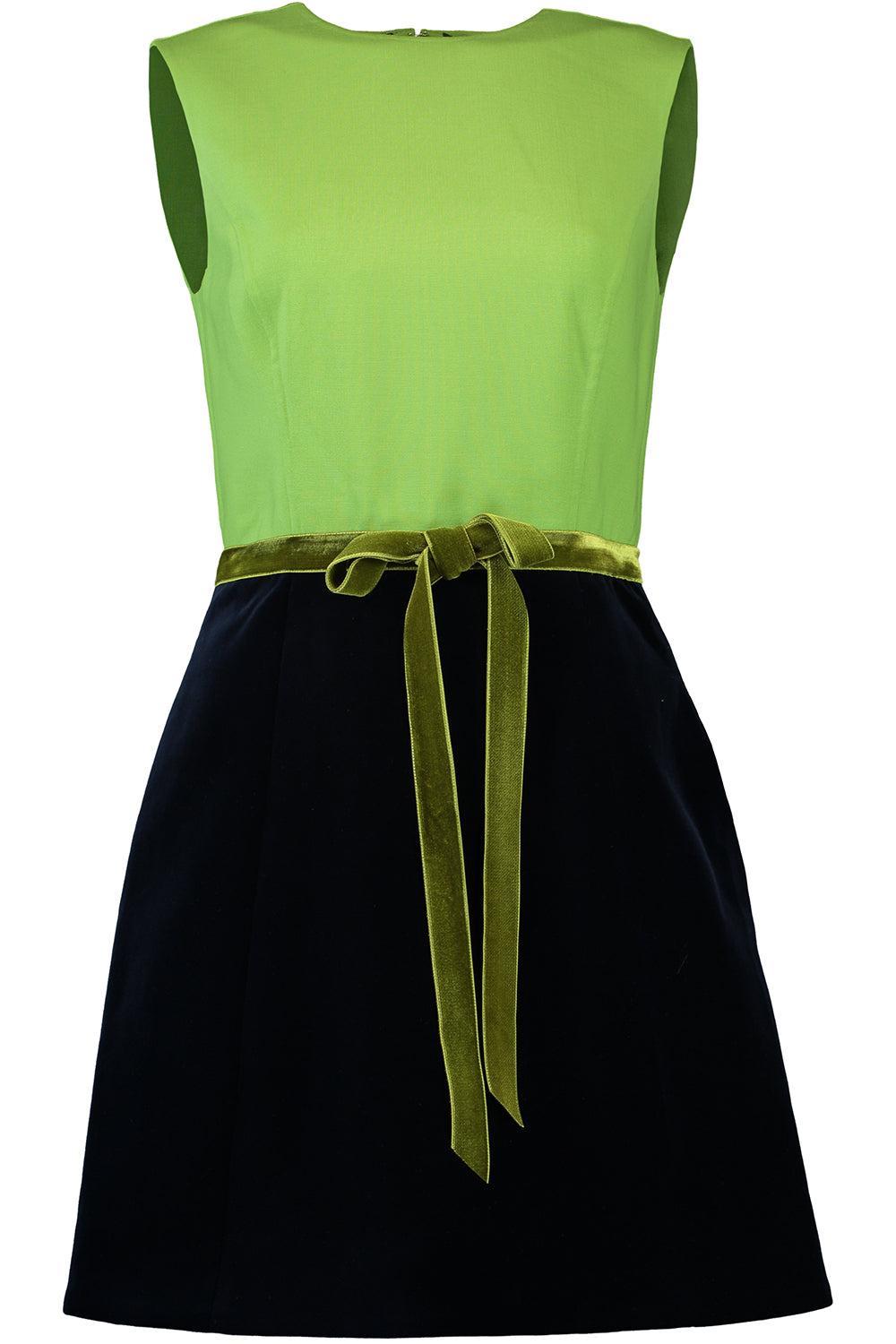 Sleeveless Bow Skirt Dress-FRN/NVY-2-CLOTHINGDRESSCOCKTAIL-OSCAR DE LA RENTA