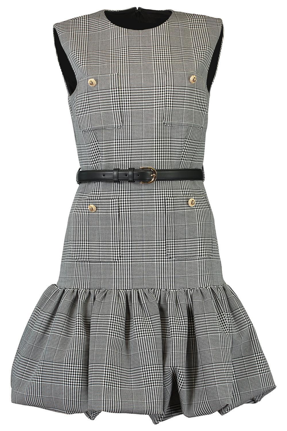 Prince Of Wales Dress-BLACK/WHITE-0-CLOTHINGDRESSCASUAL-self-portrait