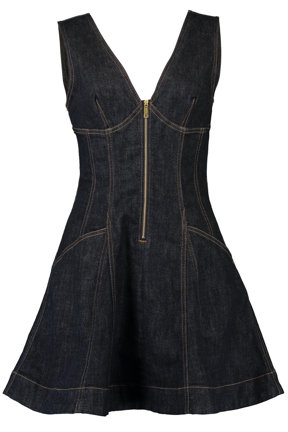 Zip Front Mini Dress-BLUE-2-CLOTHINGDRESSCASUAL-self-portrait