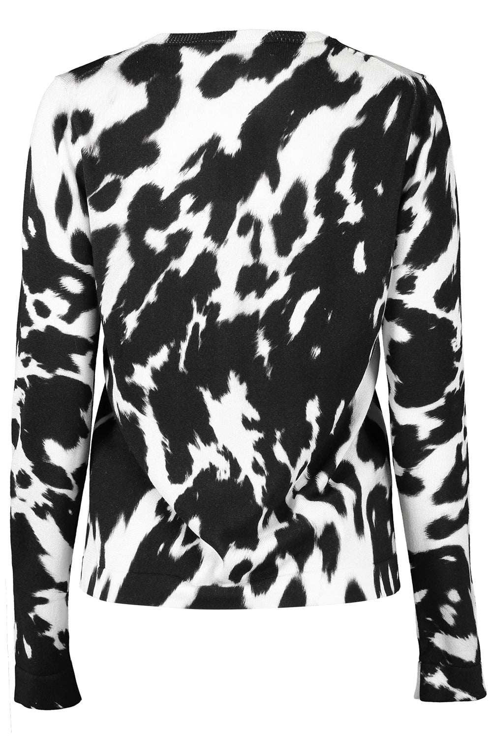 Cow Inset Cardigan-BLACK/IVORY-XS-CLOTHINGTOPCARDIGAN-OSCAR DE LA RENTA