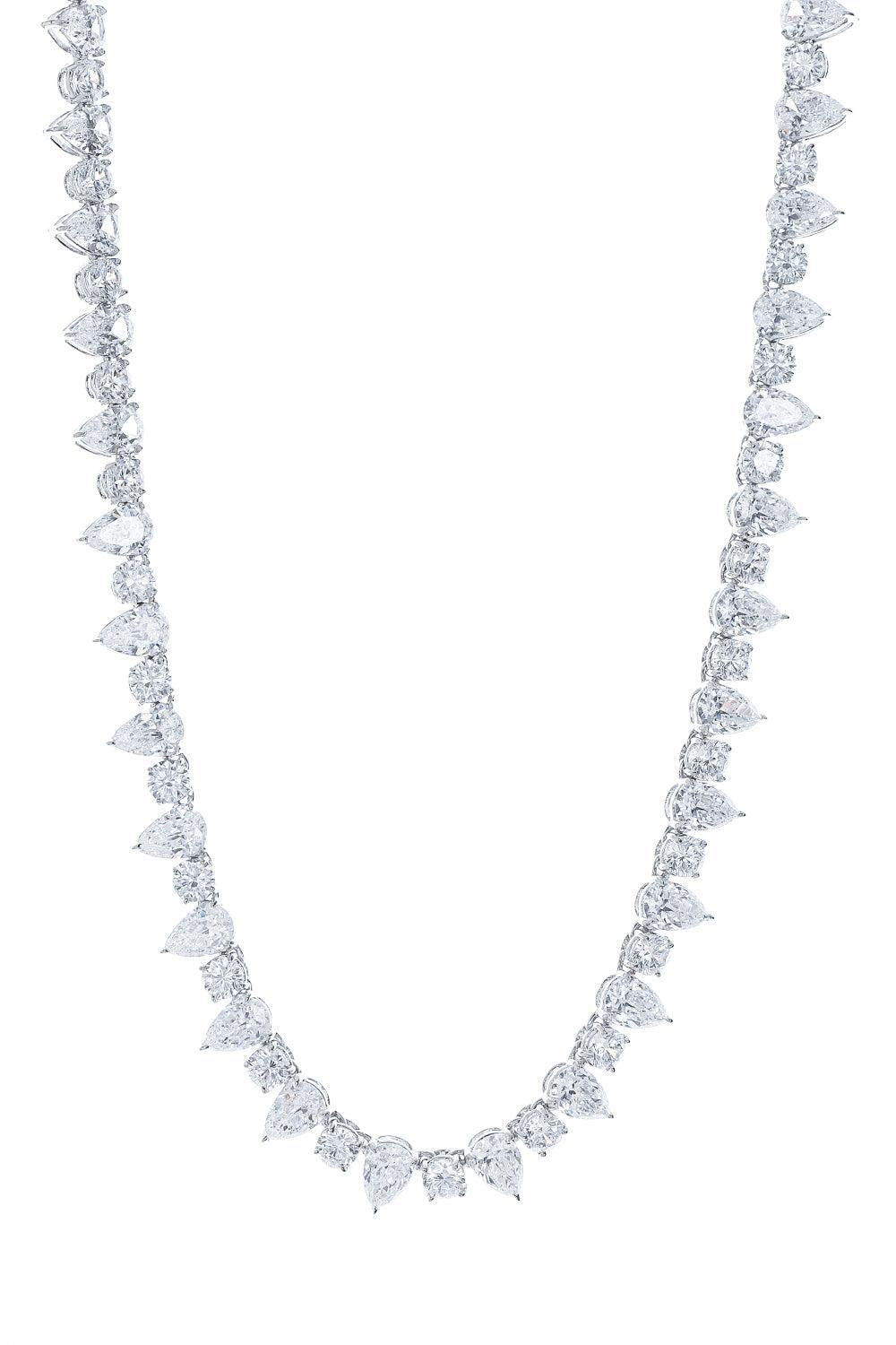 Alternating Pearshape Round Necklace-WHITE-JEWELRYBOUTIQUENECKLACE O-FANTASIA by DESERIO