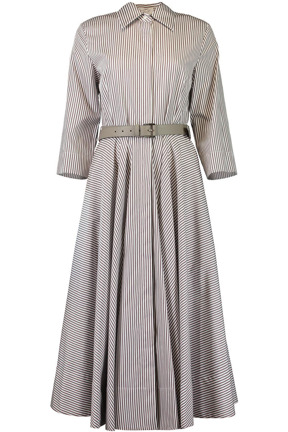 Short Sleeve Shirt Dress-MOCHA/OPTIC WHITE-2-CLOTHINGDRESSCASUAL-MICHAEL KORS COLLECTION