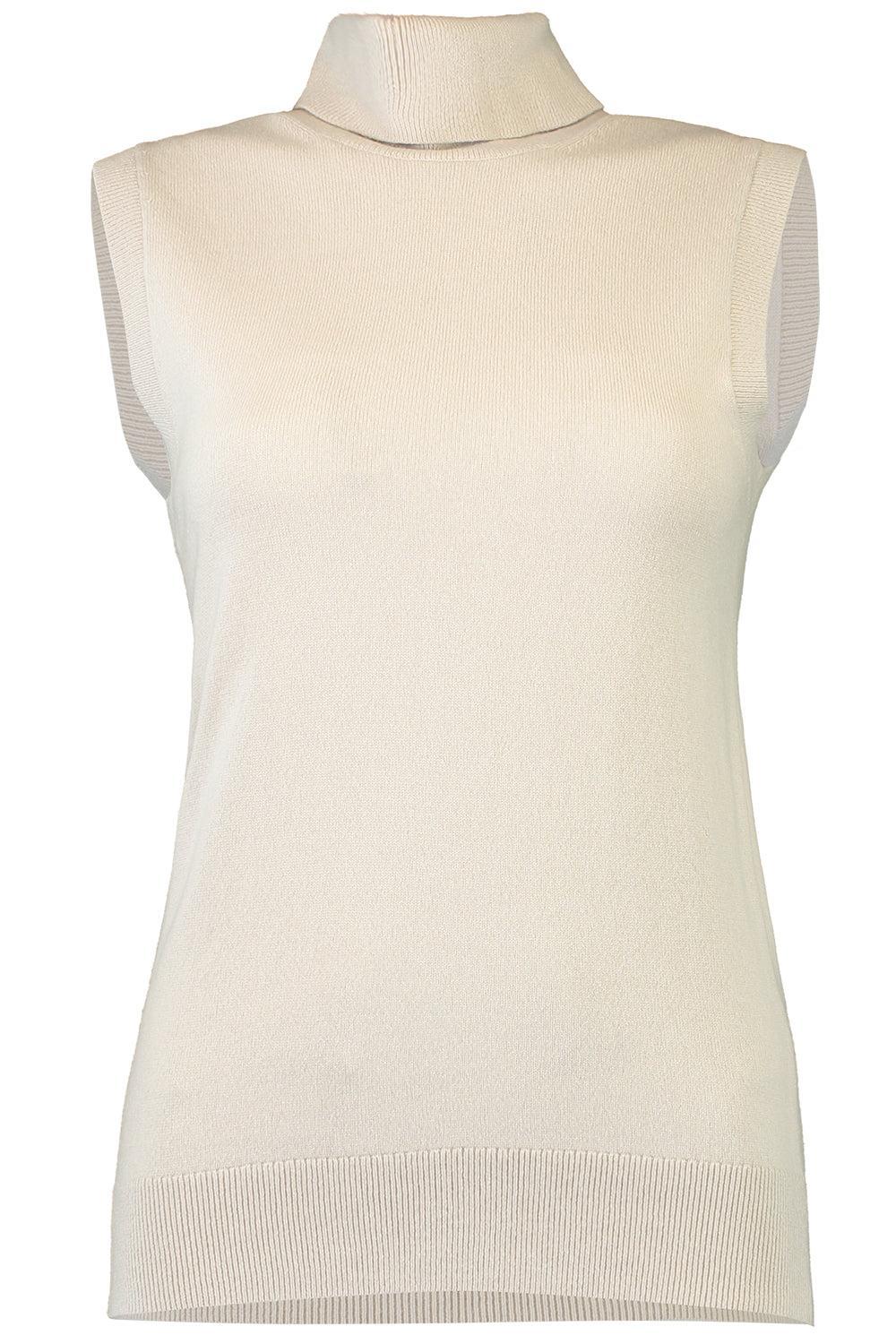 Sleeveless Turtleneck-OYSTER-XS-CLOTHINGTOPKNITS-MICHAEL KORS COLLECTION