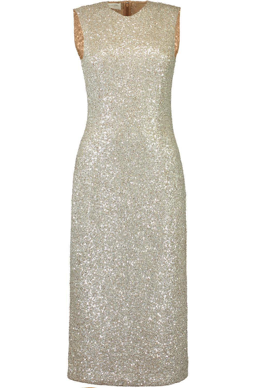 Embroidered Sheath Dress-OYSTER-2-CLOTHINGDRESSCOCKTAIL-MICHAEL KORS COLLECTION