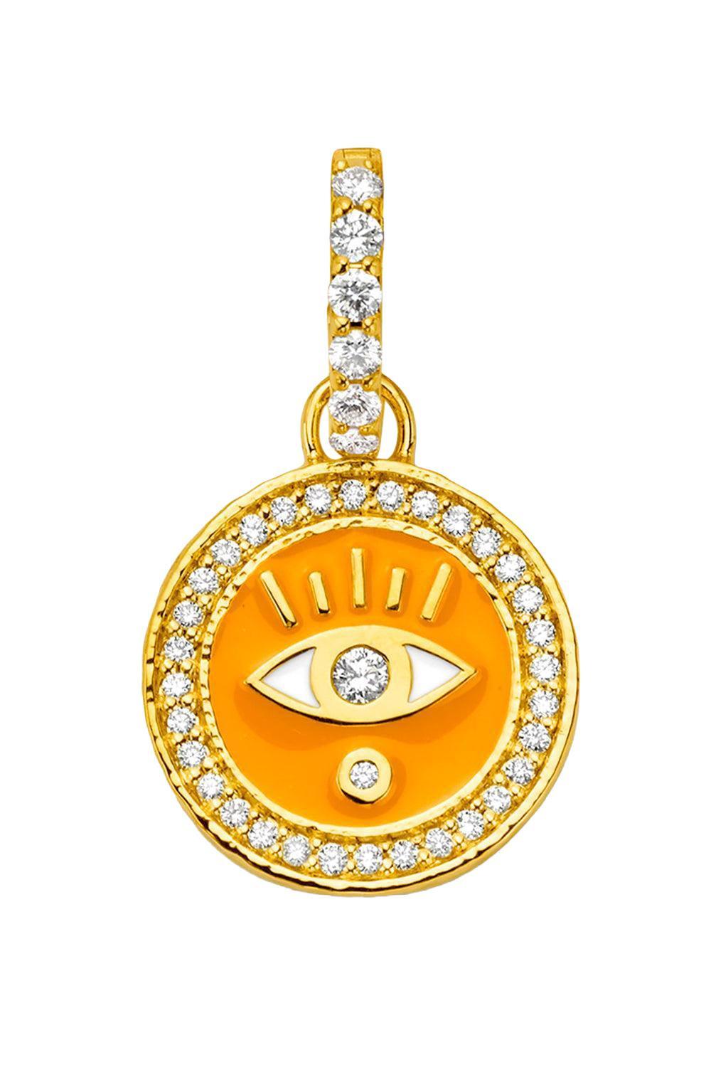 Diamond Clementine Evil Eye Pendant-YELLOW GOLD-JEWELRYFINE JEWELPENDANT-BUDDHA MAMA