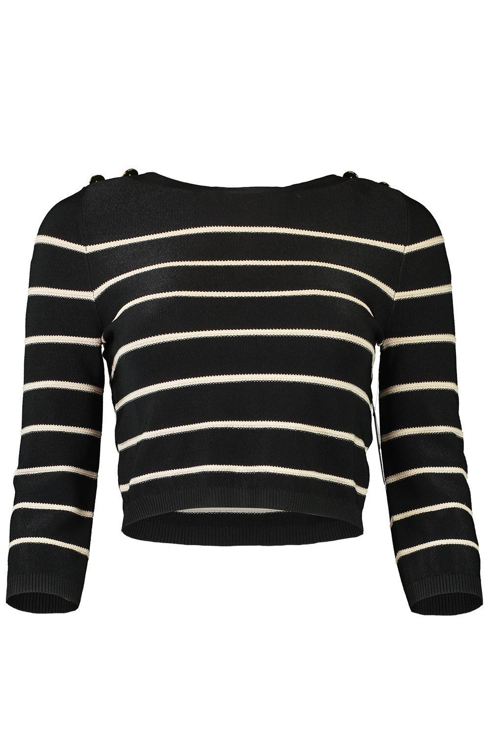 Crush Stripe Crop Top-BLACK/CREAM-0P-CLOTHINGTOPKNITS-ZIMMERMANN