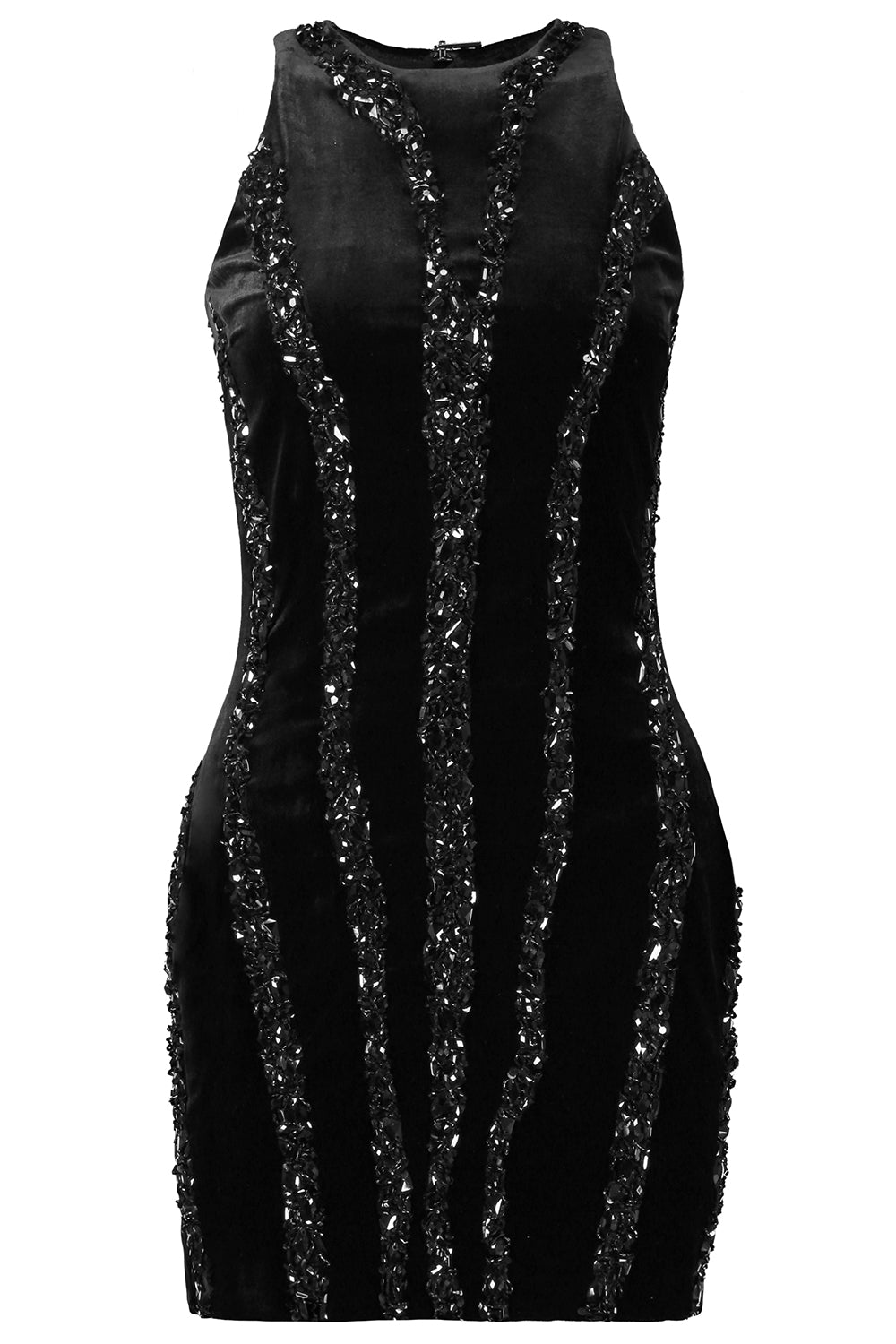 Crystal Zebra Short Dress-NOIR-36-CLOTHINGDRESSCOCKTAIL-BALMAIN