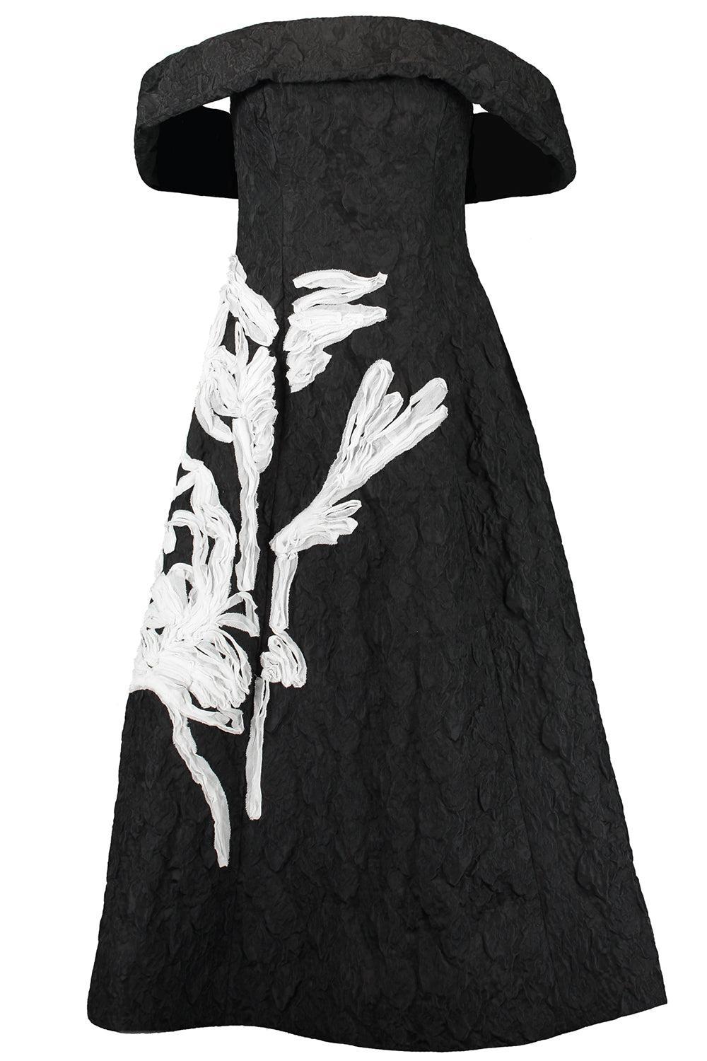 Off Shoulder Cocktail Dress-BLACK-4-CLOTHINGDRESSCOCKTAIL-ERDEM
