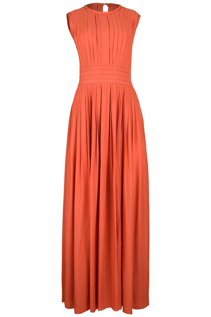 Full Skirt Long Dress-BRICK-40-CLOTHINGDRESSCASUAL-GIAMBATTISTA VALLI