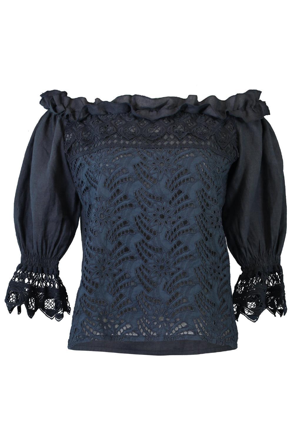 Cecina Blouse-NAVY-XS-CLOTHINGTOPBLOUSE-TEMPTATION POSITANO