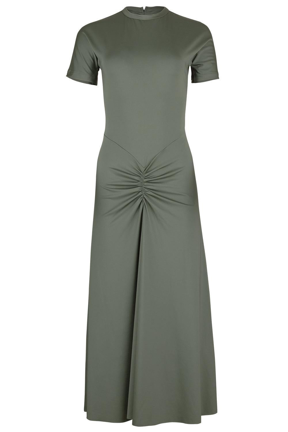 Gathered Waist Midi Dress - Oregano-OREGANO-2-CLOTHINGDRESSCASUAL-VICTORIA BECKHAM