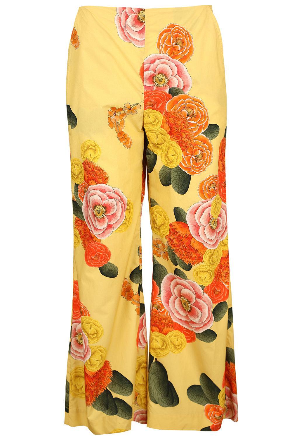Floral Part Wide Leg Trouser-SAFRNMLT-38-CLOTHINGPANTWIDE LEG-GIAMBATTISTA VALLI