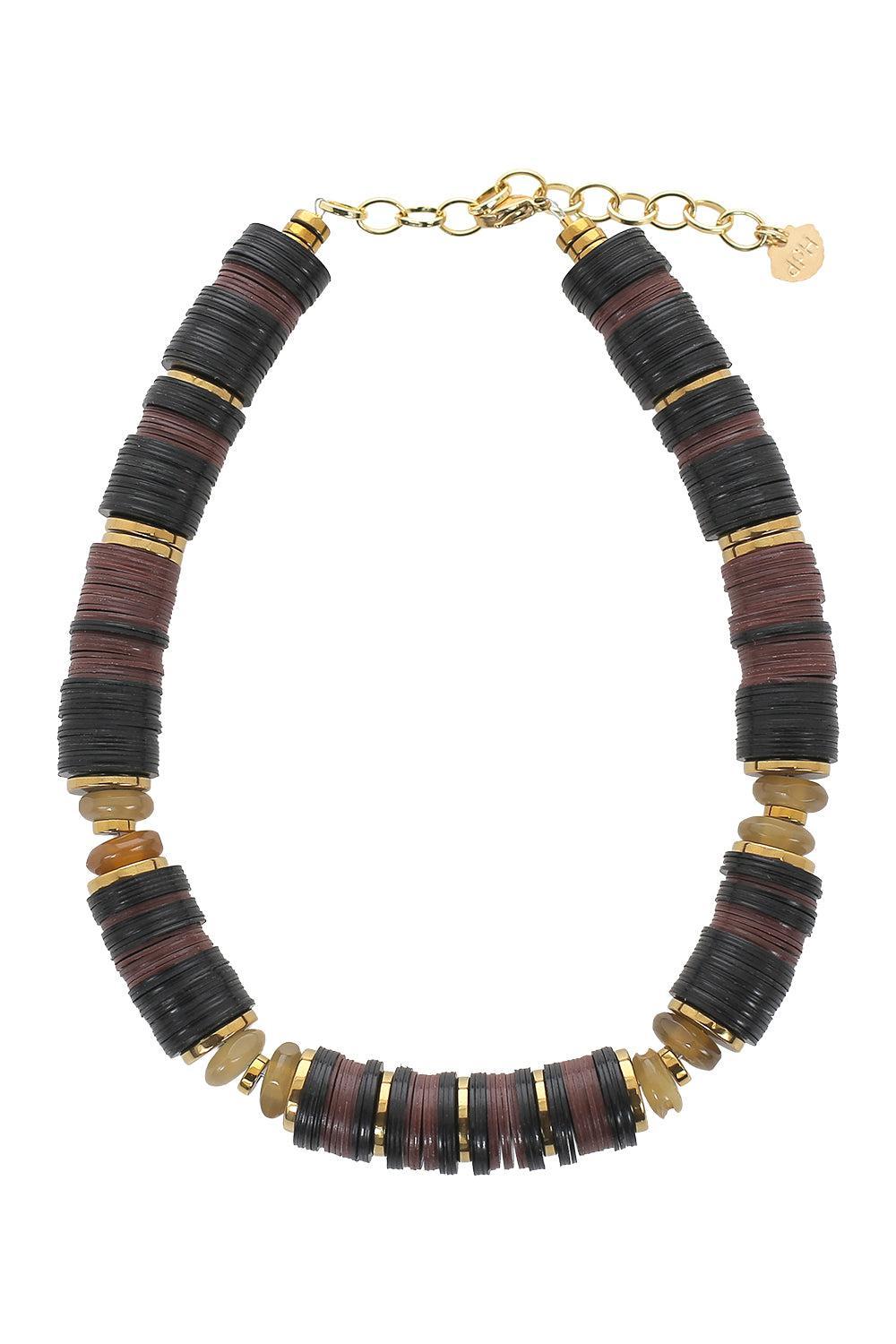 Jaipur Brown Black African Beaded Necklace - 10mm-BROWN/BLACK-JEWELRYBOUTIQUENECKLACE O-HIJAS DE PUKA