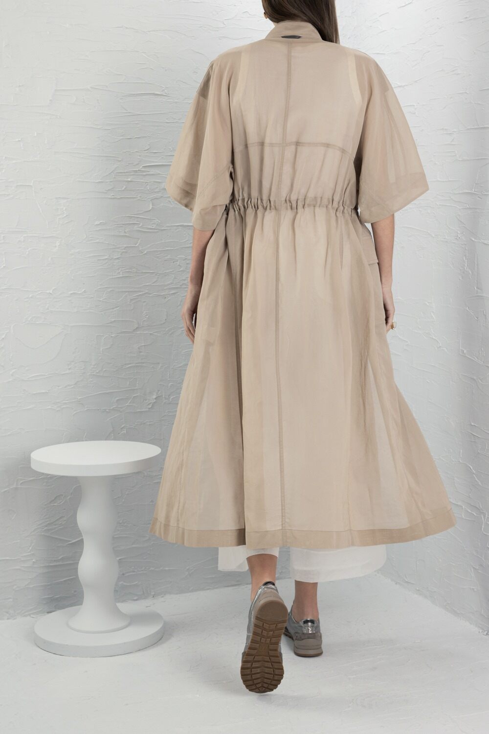 Belted Shirt Dress-CREAM-XS-CLOTHINGDRESSCASUAL-BRUNELLO CUCINELLI