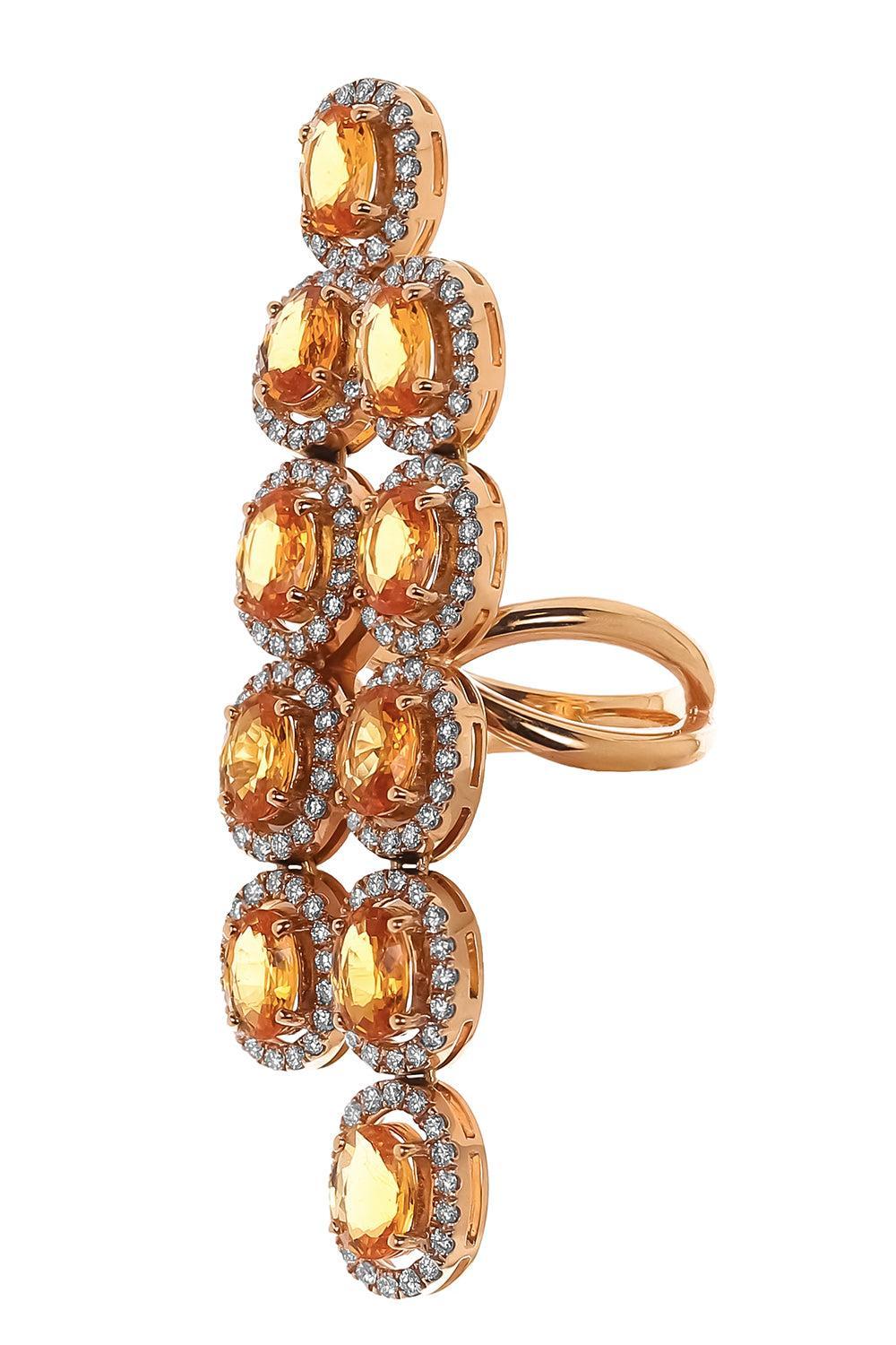 Diamond Orange Sapphire Ring-ROSE GOLD-JEWELRYFINE JEWELRING-ALEXANDER LAUT