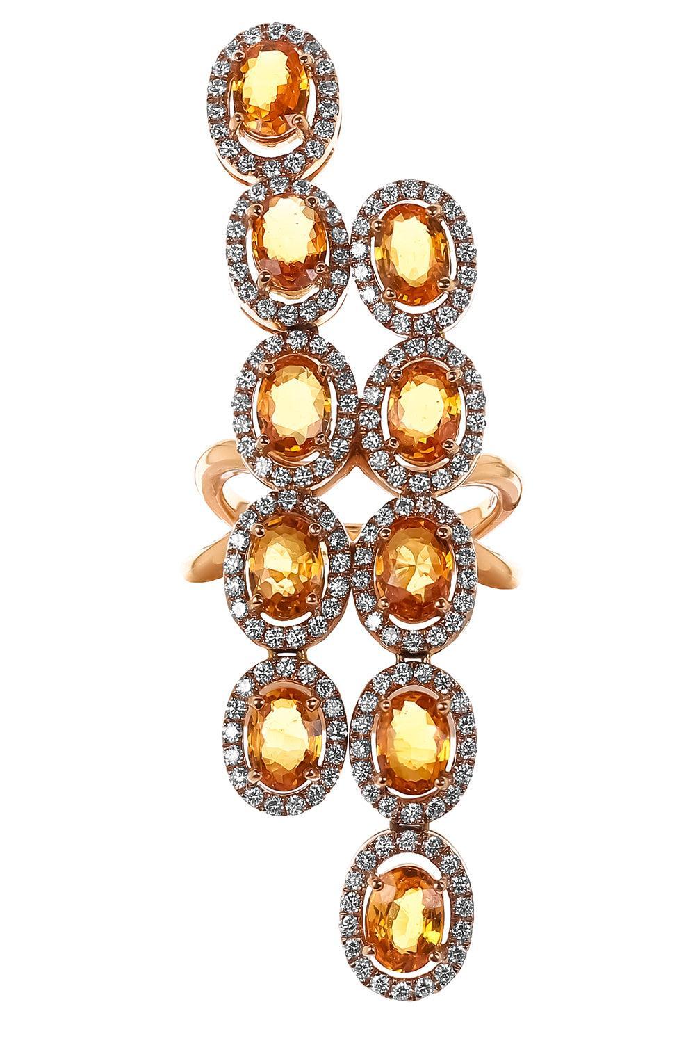 Diamond Orange Sapphire Ring-ROSE GOLD-JEWELRYFINE JEWELRING-ALEXANDER LAUT