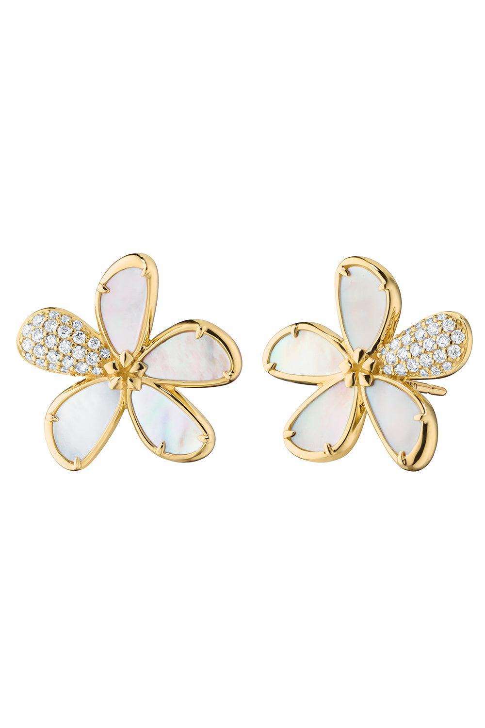 Diamond Pearl Flower Stud Earrings-YELLOW GOLD-JEWELRYFINE JEWELEARRING-MONICA RICH KOSANN