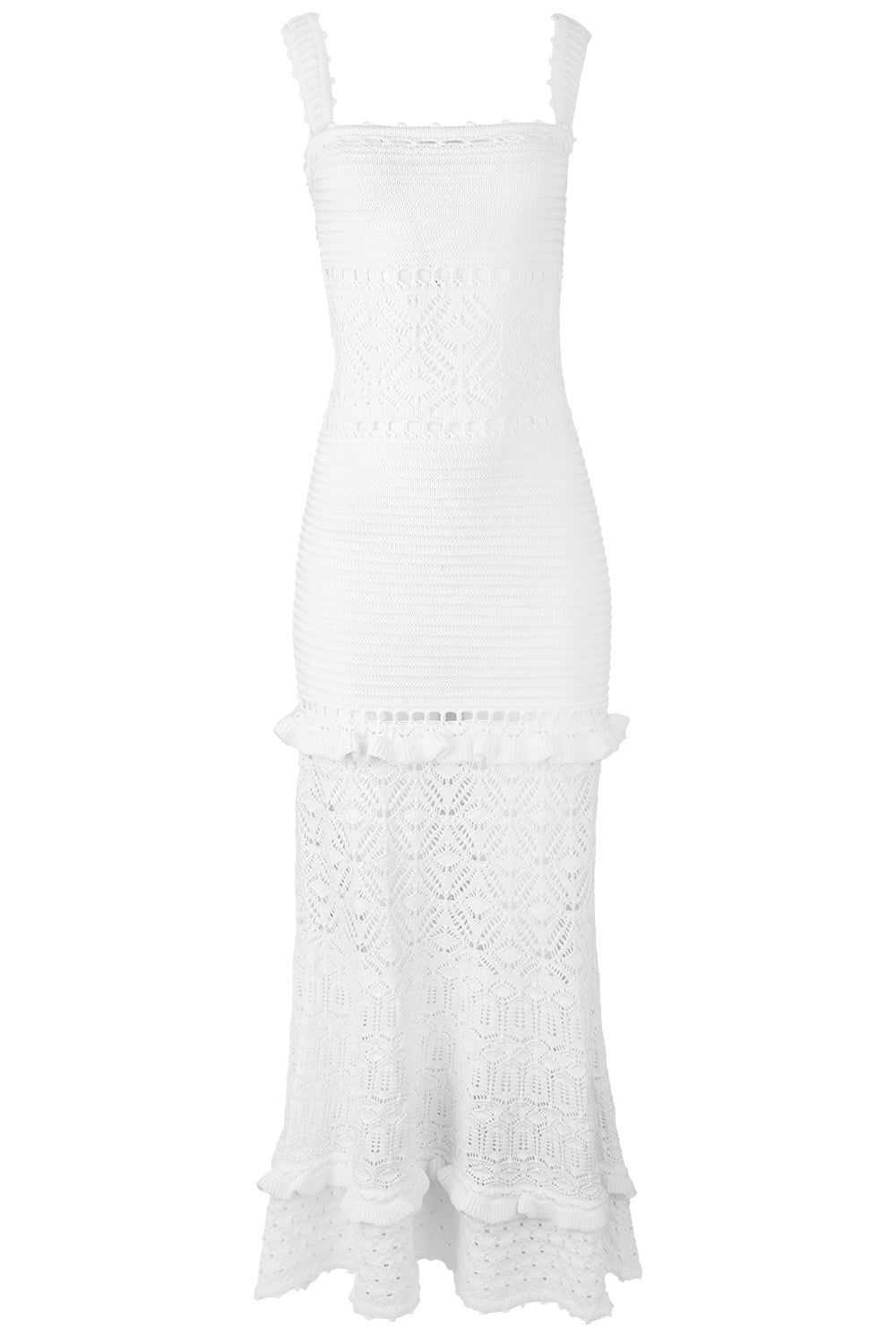 Winona Crochet Dress - Metallic White-MTLLCWHT-XS-CLOTHINGDRESSCASUAL-RETROFETE