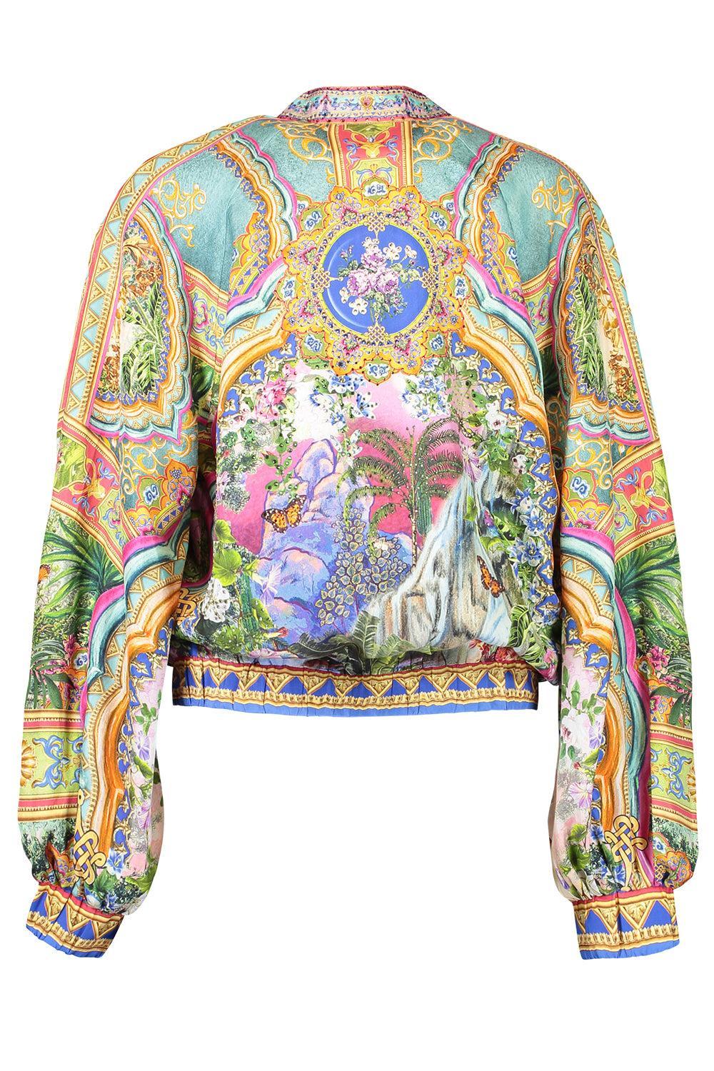 Shirred Cuff Bomber Jacket-TURKDELI-S-CLOTHINGJACKETCASUAL-CAMILLA