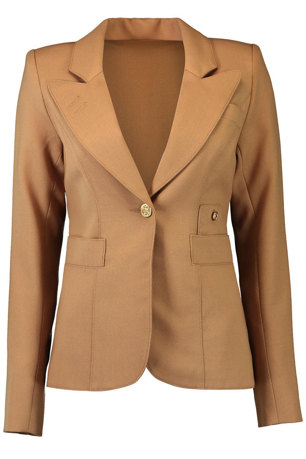 Wool Classic Duchess Blazer - Camel-CAMEL-2-CLOTHINGJACKETBLAZERS-SMYTHE