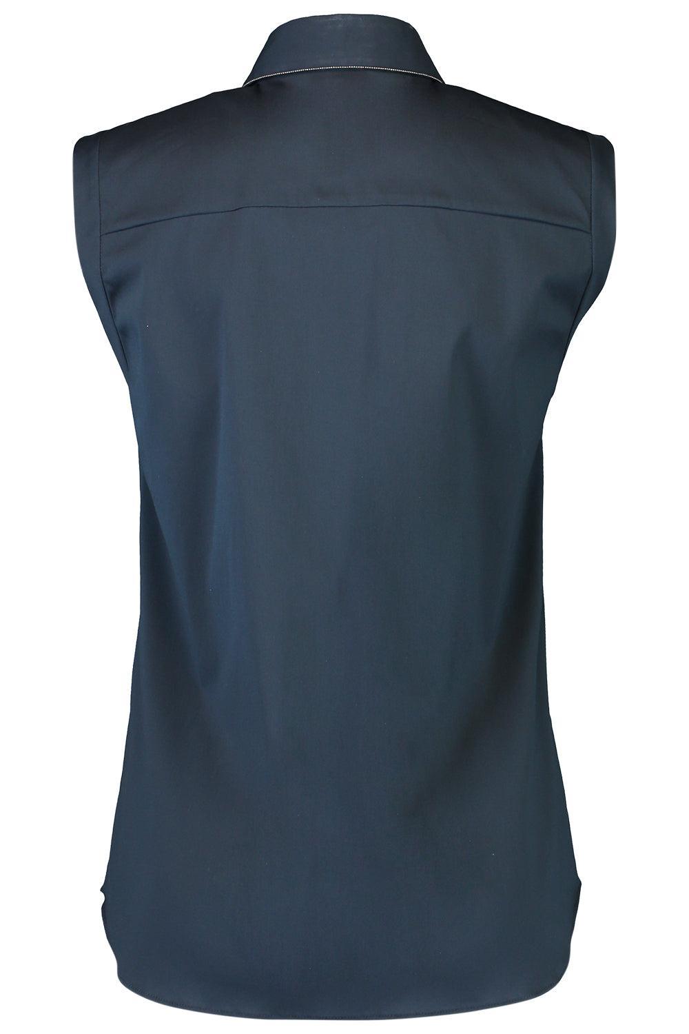 Sleeveless Monili Trim Blouse-BLUE-XS-CLOTHINGTOPBLOUSE-BRUNELLO CUCINELLI