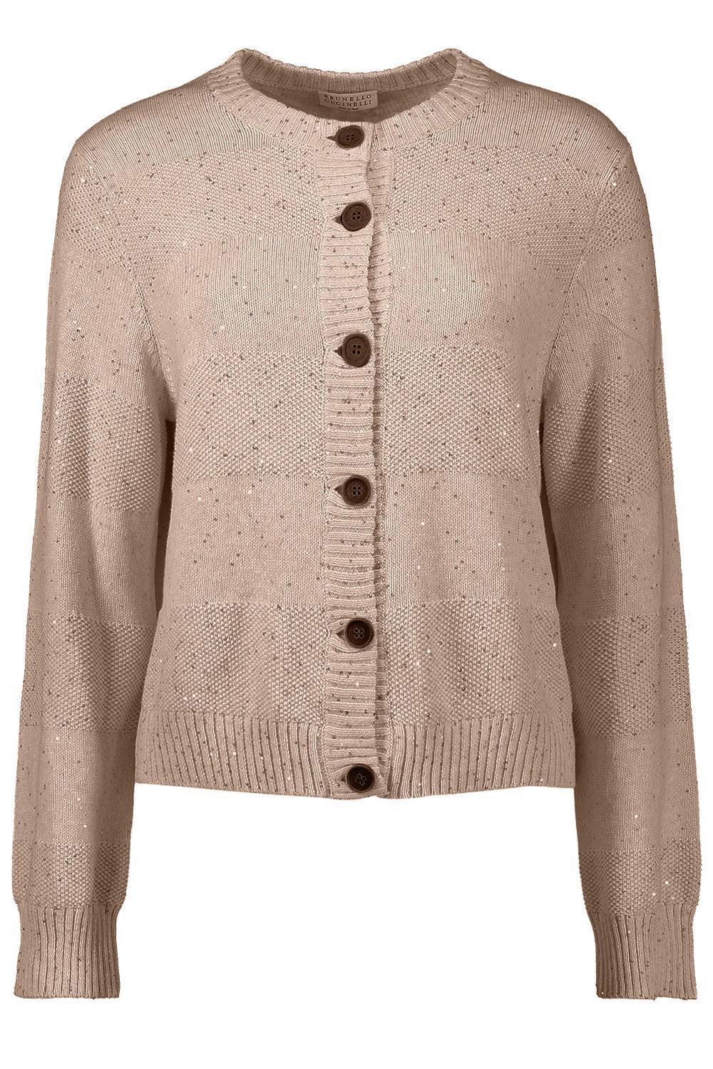 Stripe Cardigan - Deserto-BROWN-XS-CLOTHINGTOPKNITS-BRUNELLO CUCINELLI