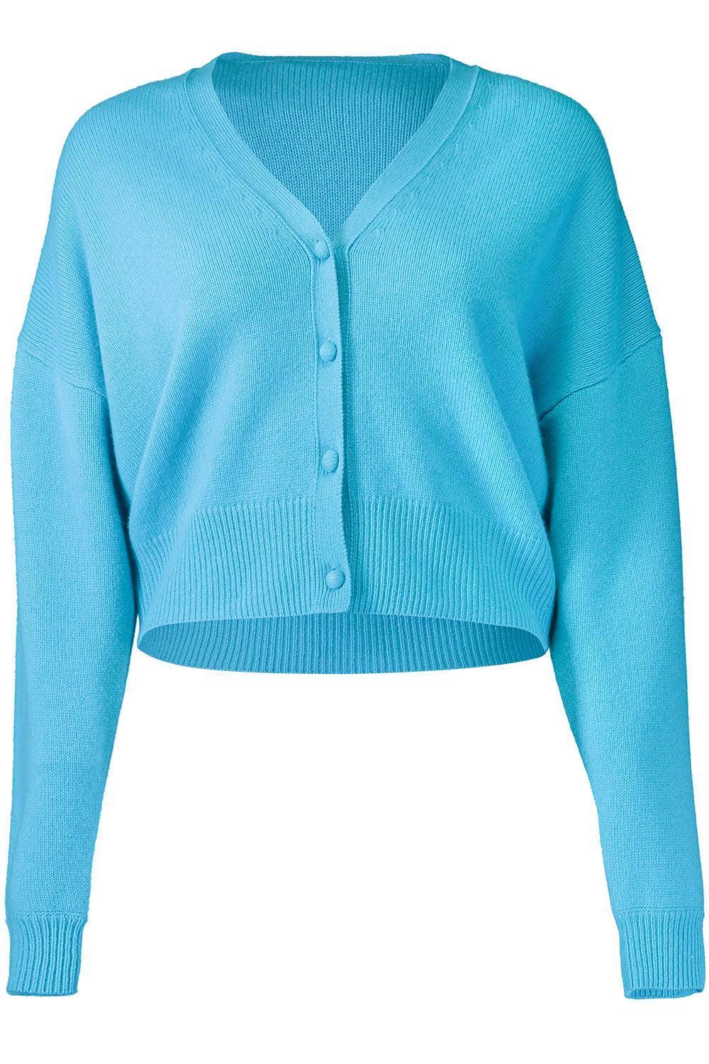 V Neck Cardigan-BLUE-XS-CLOTHINGTOPCARDIGAN-ODEEH