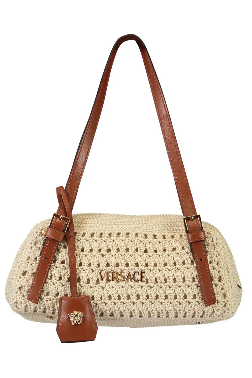 Versace Tag Bowling Bag - Amber-BROWN-HANDBAGSHOULDER-VERSACE