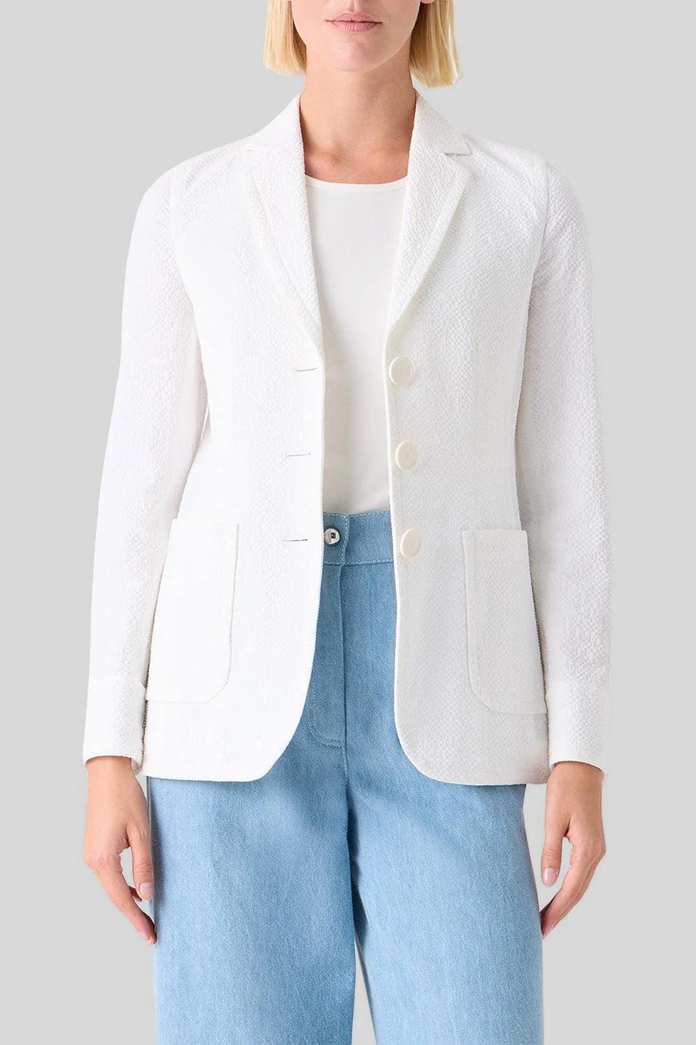 Stretch Blazer-CREAM-2-CLOTHINGJACKETBLAZERS-AKRIS PUNTO