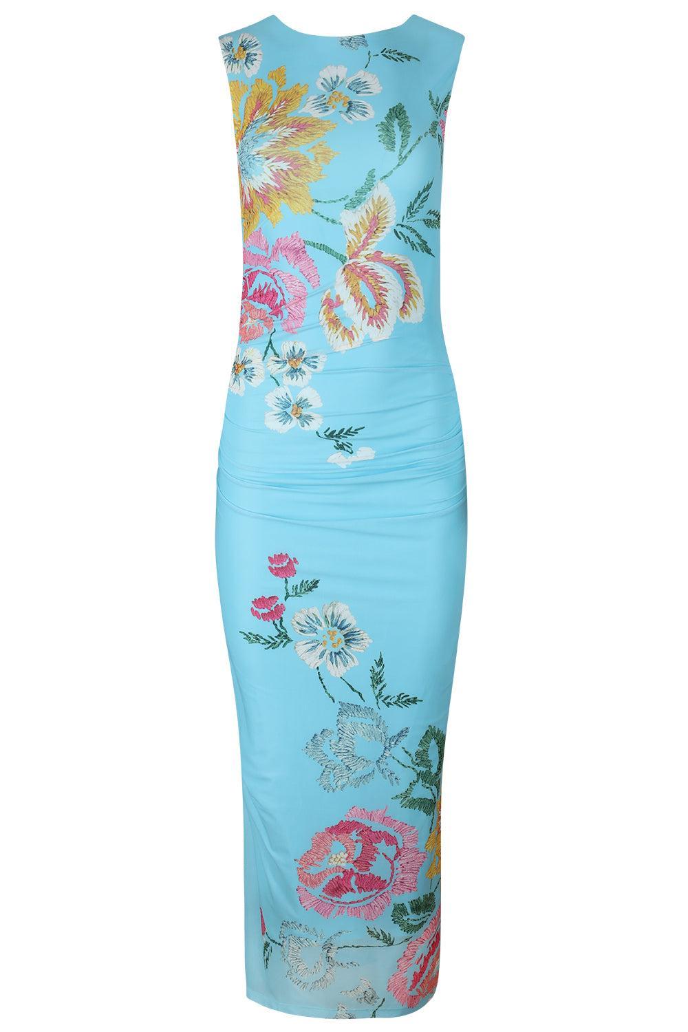 Ariel Mesh Dress-BLUE-2-CLOTHINGDRESSCASUAL-ASTON STUDIO