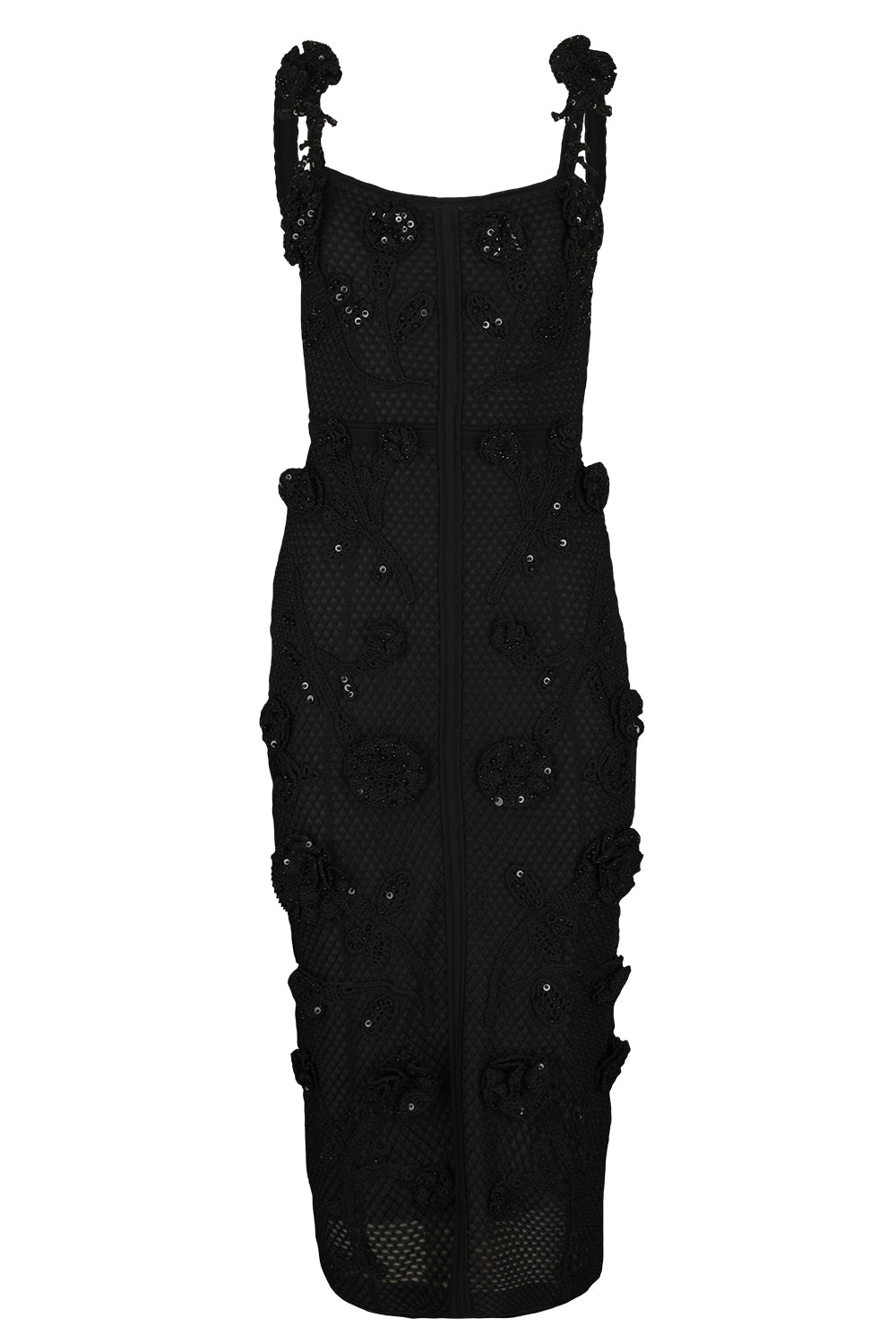 Thin Strap Crochet Dress-BLACK-S-CLOTHINGDRESSCASUAL-CAROLINA HERRERA