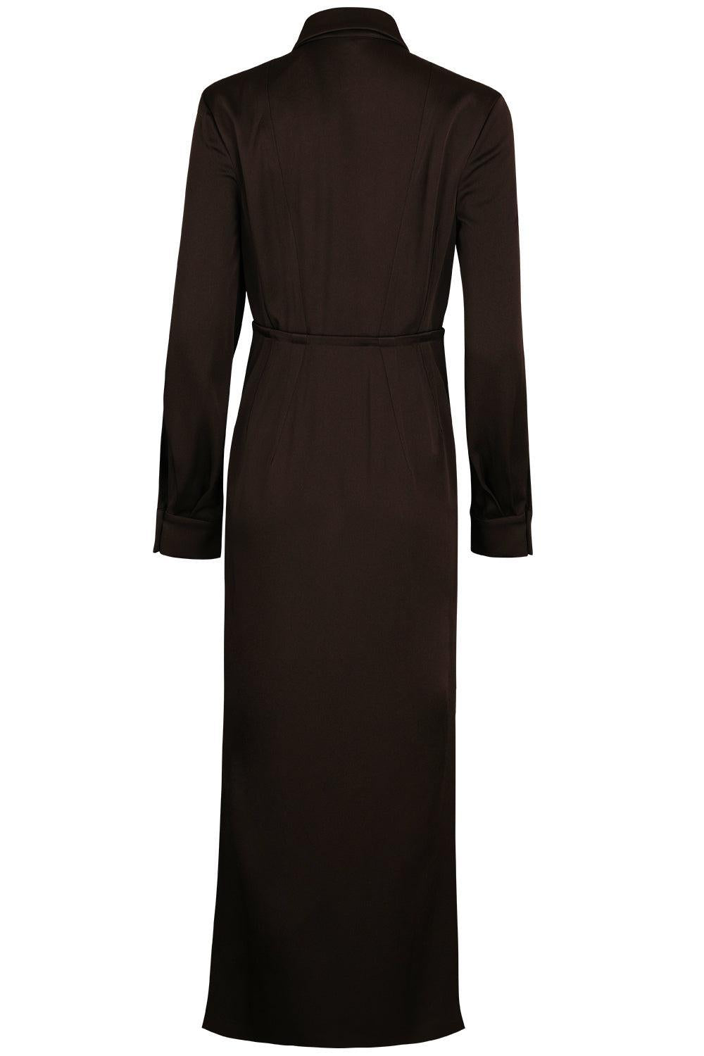 Slit Sleeve Shirt Dress-BROWN-2-CLOTHINGDRESSCASUAL-MICHAEL KORS COLLECTION