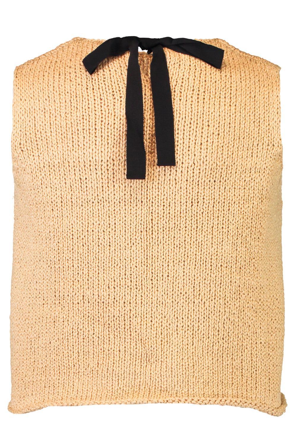 Sleeveless Tie Back Sweater-BROWN-XS-CLOTHINGTOPKNITS-LOUIZA BABOURYAN