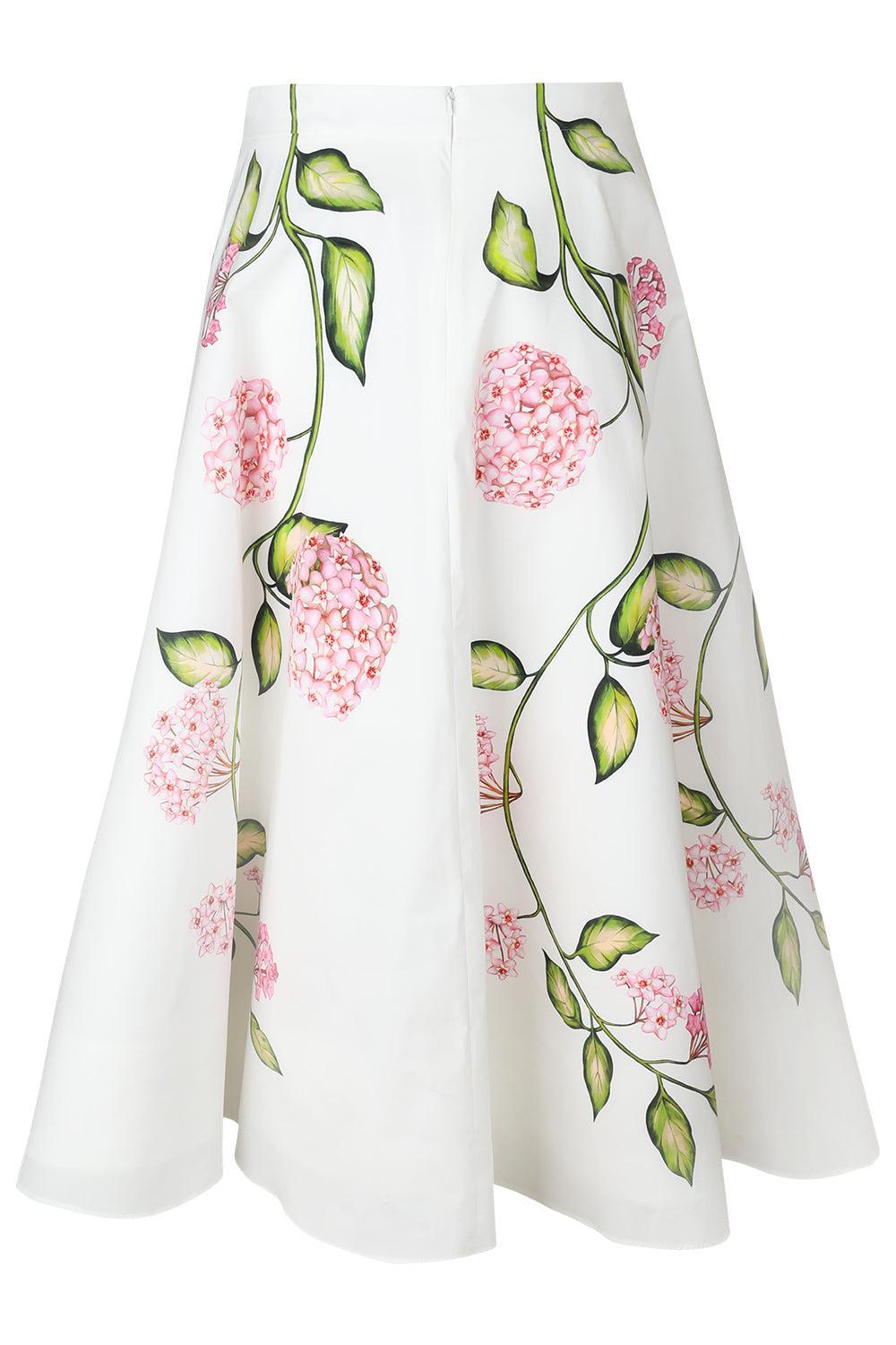 Porcelain Flowers Skirt-FLORAL-4-CLOTHINGSKIRTMIDI-OSCAR DE LA RENTA