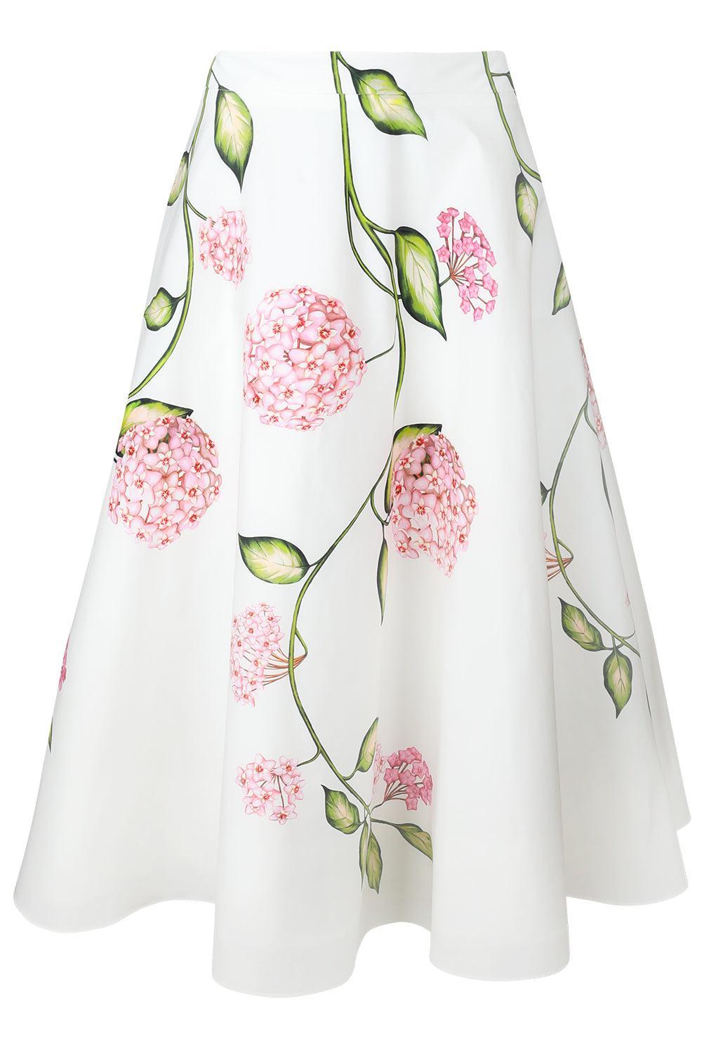 Porcelain Flowers Skirt-FLORAL-4-CLOTHINGSKIRTMIDI-OSCAR DE LA RENTA