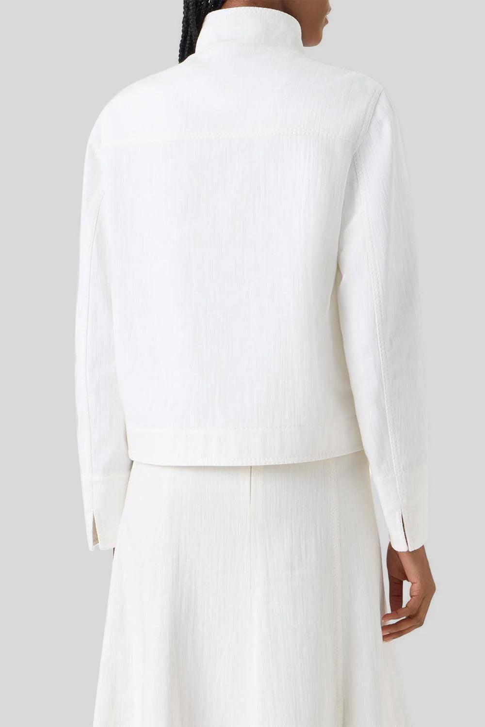  Zip Front Pocket Jacket-CREAM-2-CLOTHINGJACKETDENIM-AKRIS PUNTO 