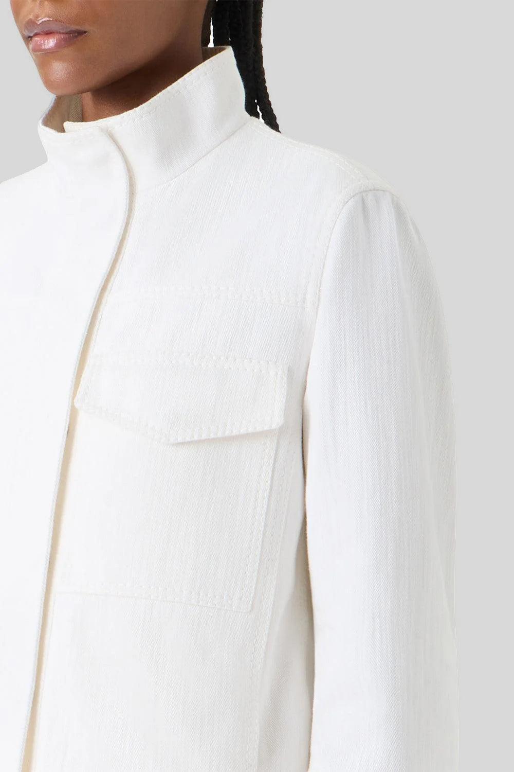  Zip Front Pocket Jacket-CREAM-2-CLOTHINGJACKETDENIM-AKRIS PUNTO 