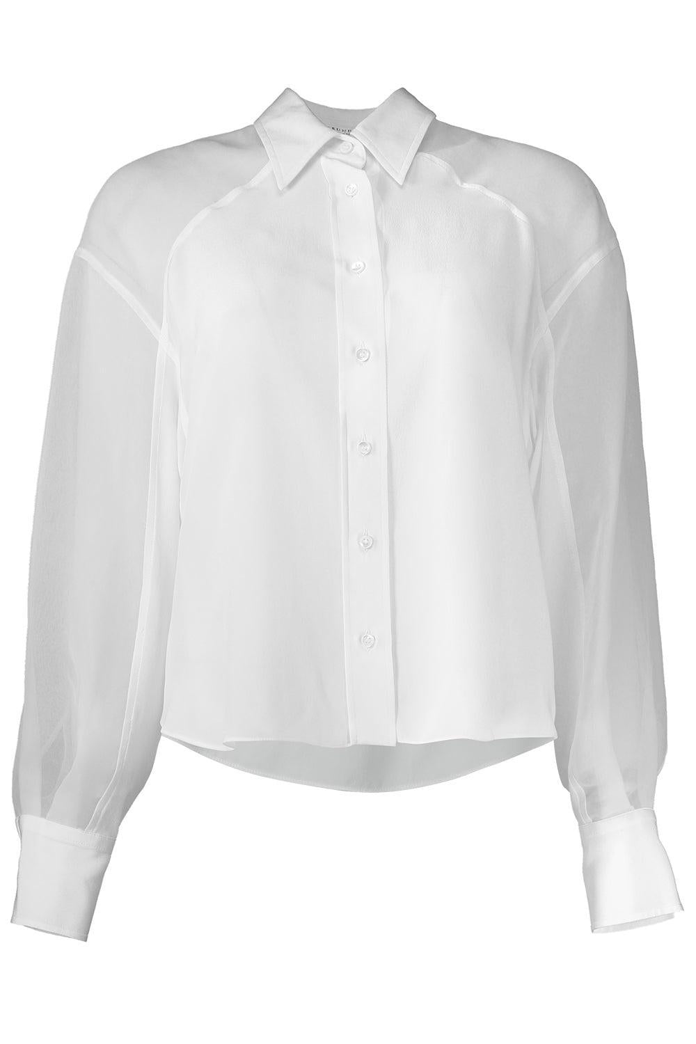 Monili Long Sleeve Panel Shirt-WHITE-XS-CLOTHINGTOPBLOUSE-BRUNELLO CUCINELLI
