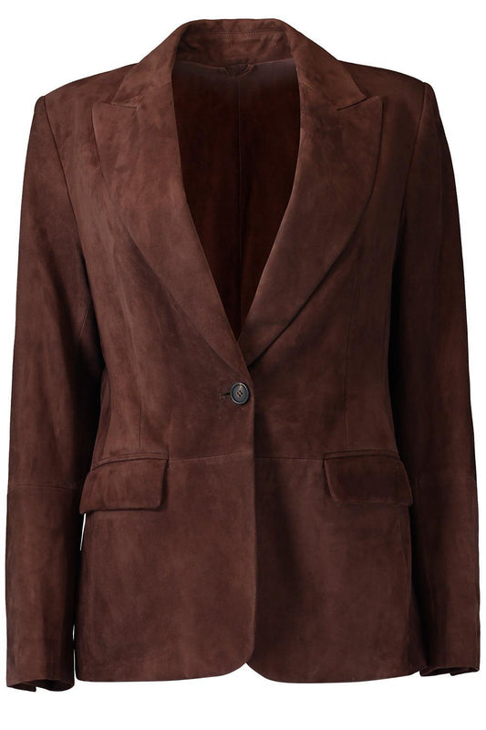 Single Breasted Suede Blazer-BROWN-38-CLOTHINGJACKETBLAZERS-BRUNELLO CUCINELLI