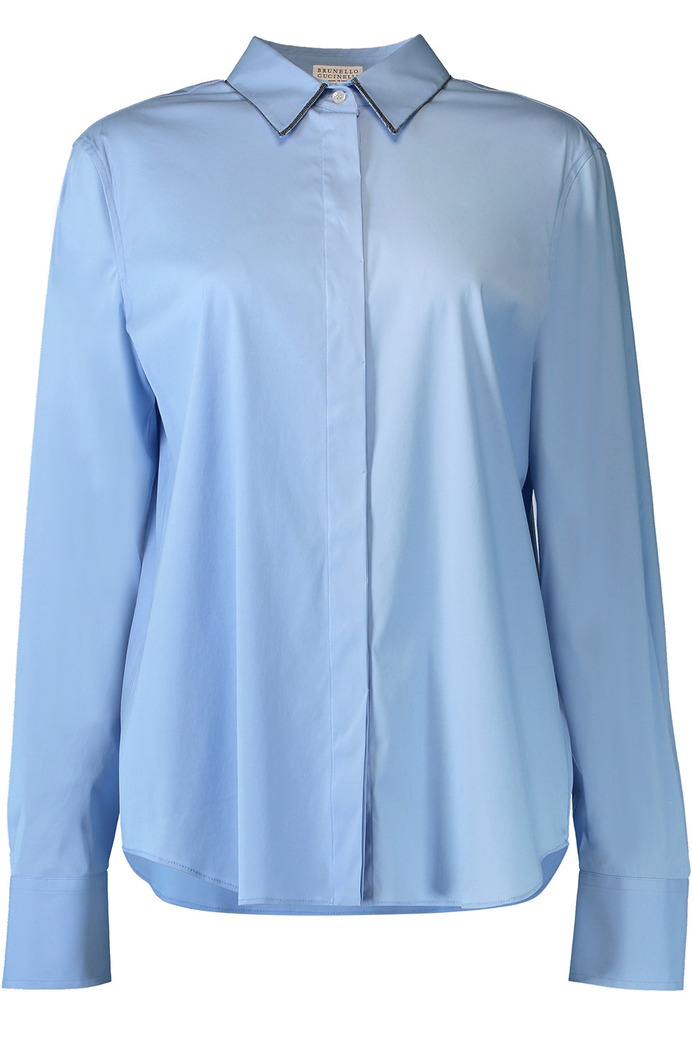 Stretch Monili Collar Shirt-WHITE-XS-CLOTHINGTOPBLOUSE-BRUNELLO CUCINELLI