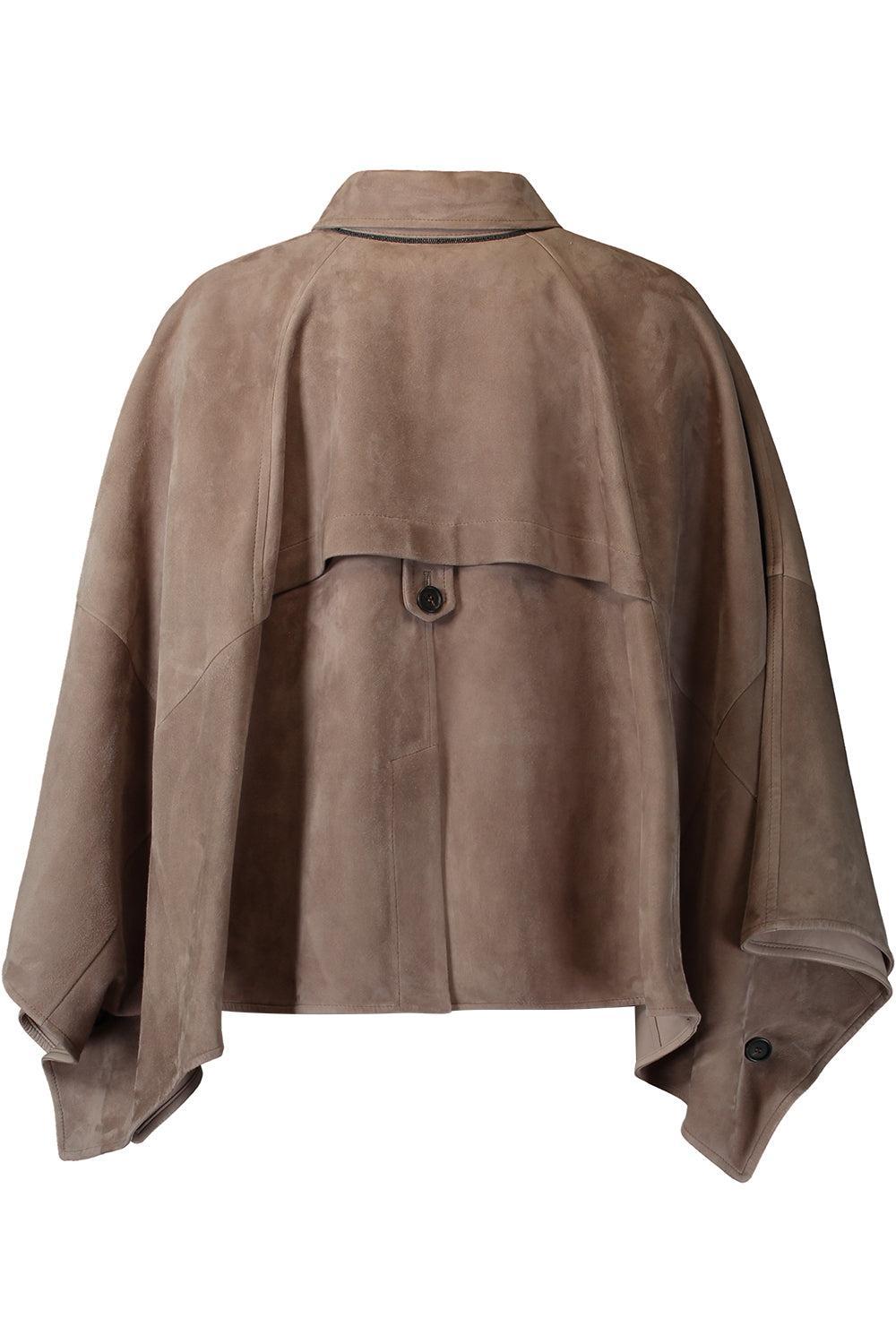 Button Front Couture Poncho-BROWN-42-CLOTHINGTOPPONCHO-BRUNELLO CUCINELLI