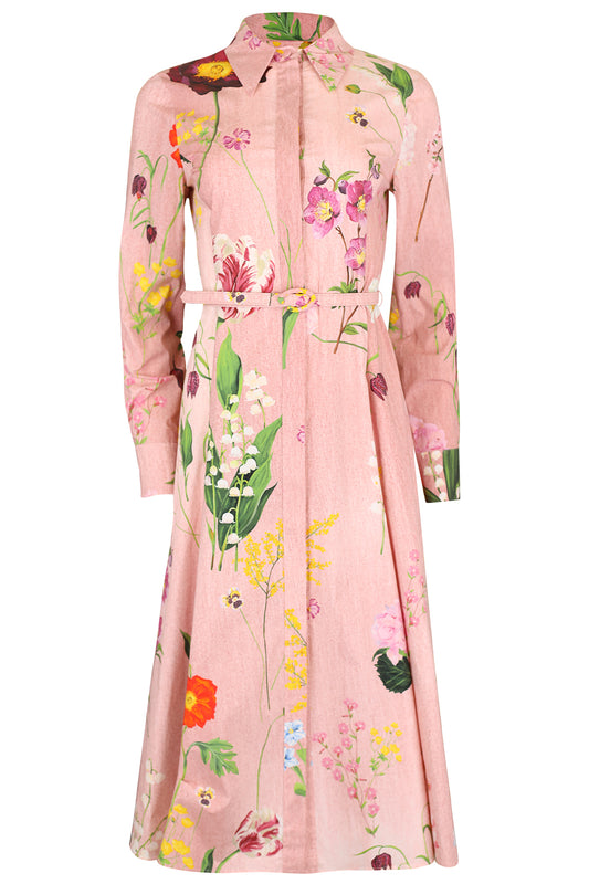 Botanical Collar Button Shirt Dress