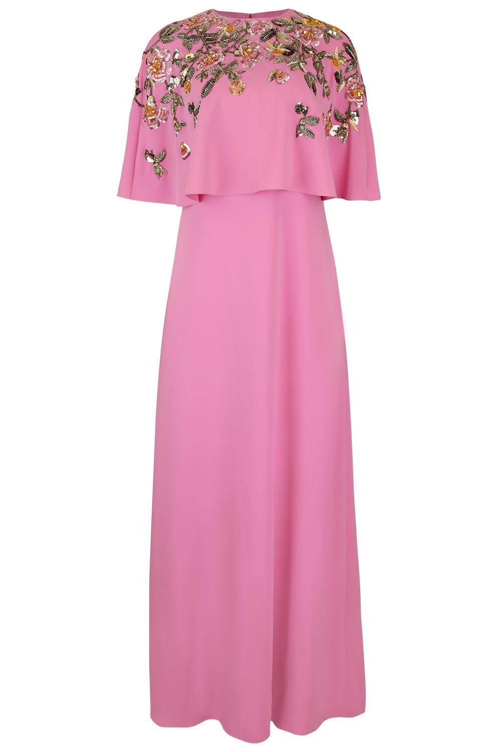 Beaded Floral Caftan Gown-PINK-S-CLOTHINGDRESSEVENING-OSCAR DE LA RENTA