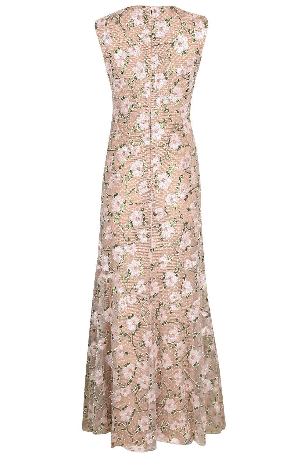 Rhinestone Floral Maxi Dress-PINK-4-CLOTHINGDRESSEVENING-SELF-PORTRAIT